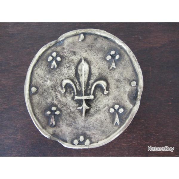 Cendrier vide poche fleur de Lys en bronze 1950