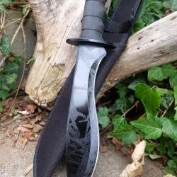 Couteau Tactical Marine Corps Survival Lame Acier 3Cr13 Black Manche Abs Etui Nylon
