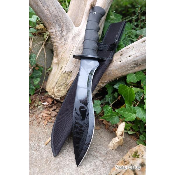 Couteau Tactical Marine Corps Survival Lame Acier 3Cr13 Black Manche Abs Etui Nylon
