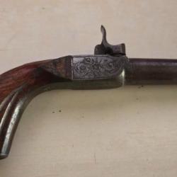 PISTOLET  A PERCUSSION  DE POCHE XIX  1830/1860  BELGE ELG