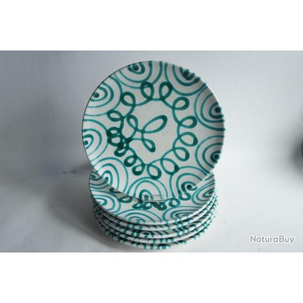 Six assiettes c�ramique 24 cm Gmunder Austria Autriche