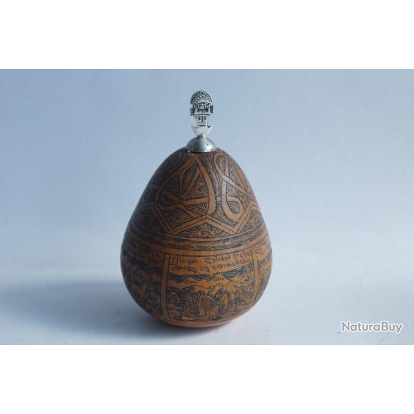 Gourde sculpt�e P�rou argent