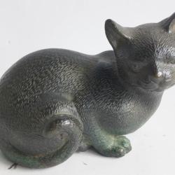 Ancien Chat couch&eacute; bronze Asie