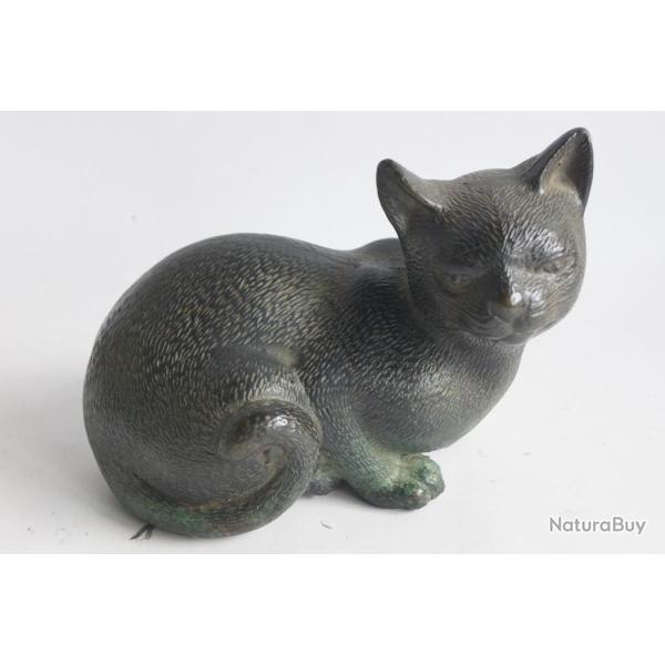 Ancien Chat couch� bronze Asie