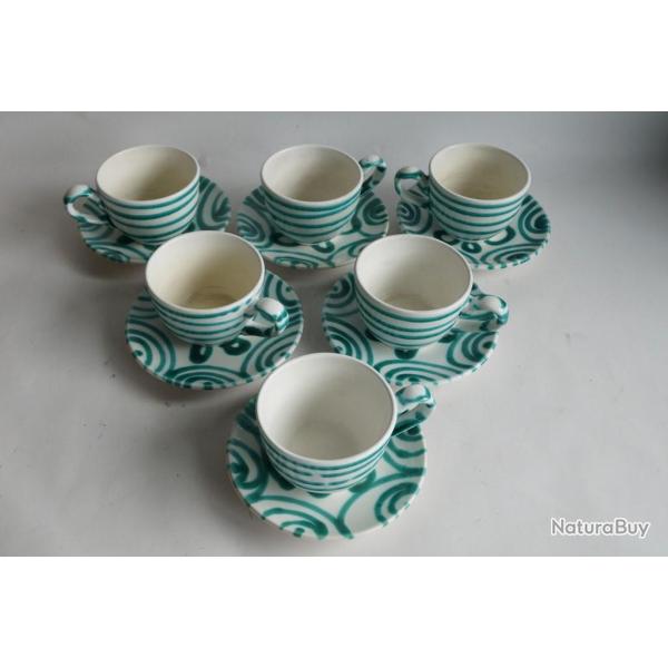 Six tasses c�ramique Gmunder Austria Autriche