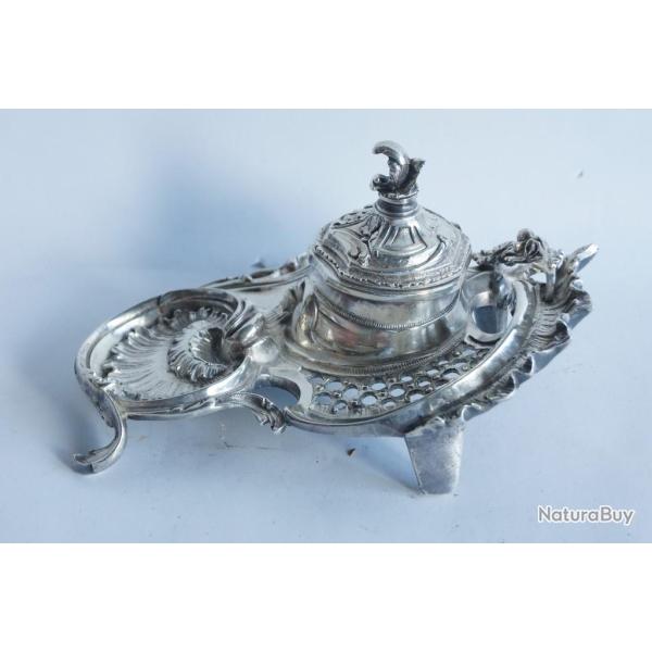 Encrier bronze argent� Rocailles XIXe si�cle