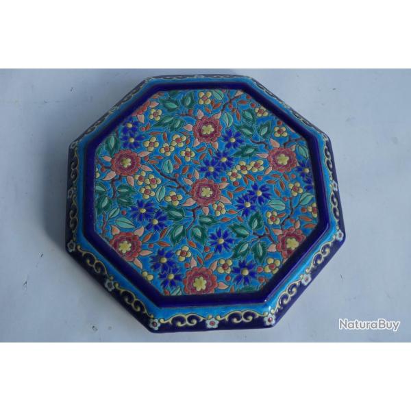 Dessous de plat octogonal �maux de LONGWY F.3111 D.5669