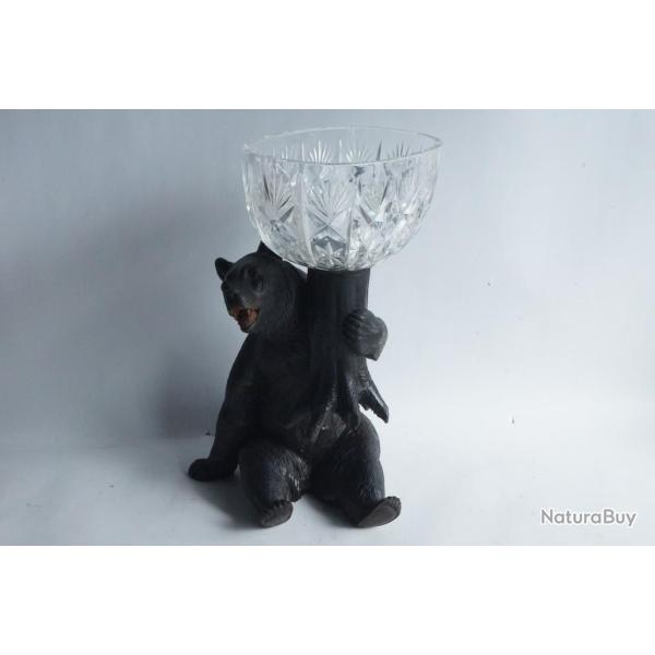Ours Jardini�re bois sculpt� Art populaire For�t Noire