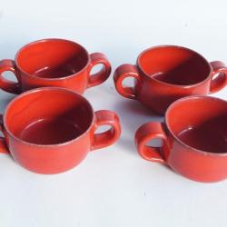 Tasses c&eacute;ramique rouge Pierre Rinaudo Vallauris