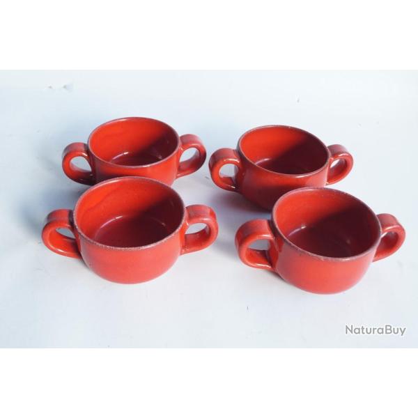 Tasses c�ramique rouge Pierre Rinaudo Vallauris