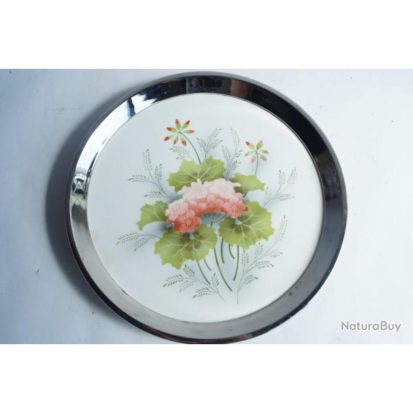 Plateau fa�ence Fleurs Art nouveau