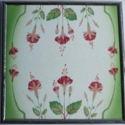 Plateau fa&iuml;ence Fleurs Fuchsia Gesch&uuml;tzt Autriche Art nouveau
