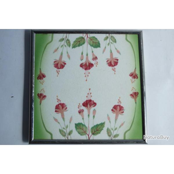 Plateau fa�ence Fleurs Fuchsia Gesch�tzt Autriche Art nouveau
