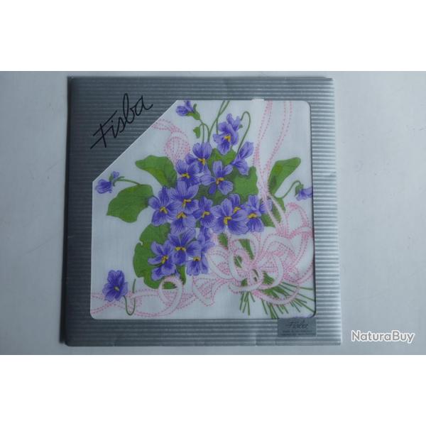 Mouchoir coton Fleurs violettes Fisba Stoffels Suisse