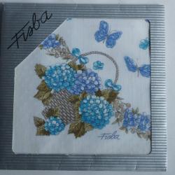Mouchoir coton Fleurs Hortensia bleu Fisba Stoffels Suisse