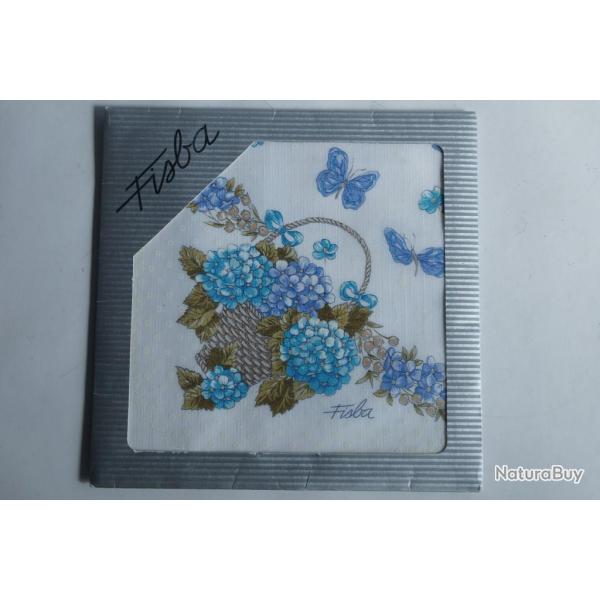 Mouchoir coton Fleurs Hortensia bleu Fisba Stoffels Suisse
