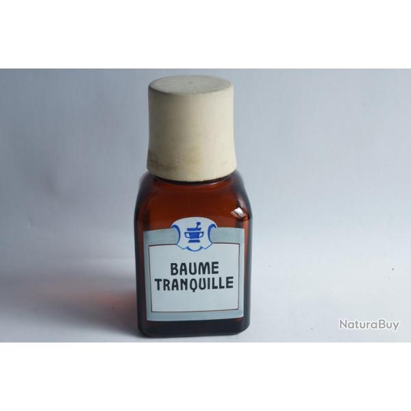 Ancien flacon d'apothicaire verre �maill� Baume tranquille