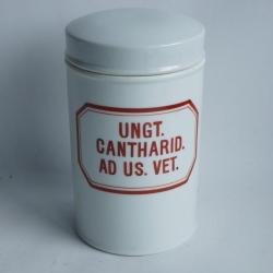 Pot &agrave; pharmacie porcelaine Ungt Cantharid. Ad Us. Vet.