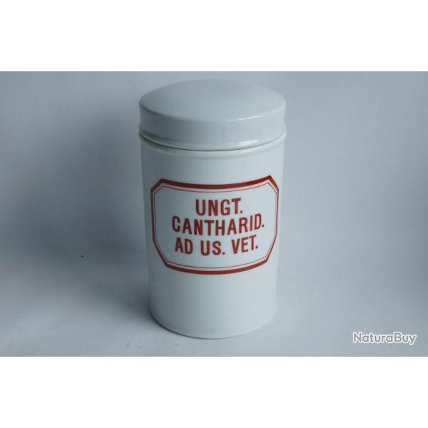 Pot � pharmacie porcelaine Ungt Cantharid. Ad Us. Vet.
