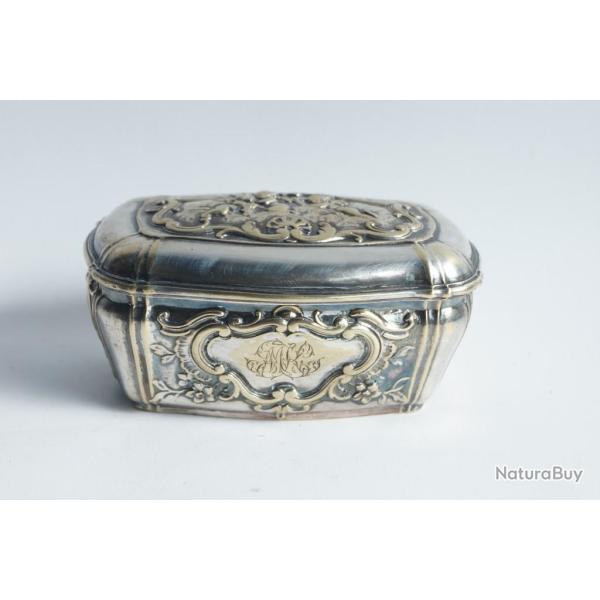 Boite � bijoux bronze argent� F. Barbedienne monogramme MK