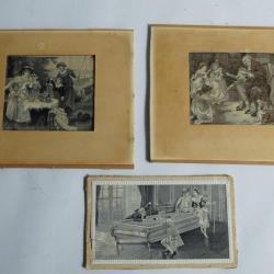Trois tableaux Soie tiss&eacute;e