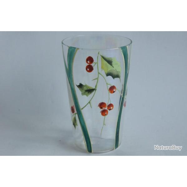 Gobelet verre �maill� Houx
