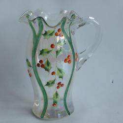 Pichet verre &eacute;maill&eacute; Houx
