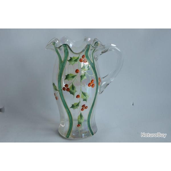 Pichet verre �maill� Houx
