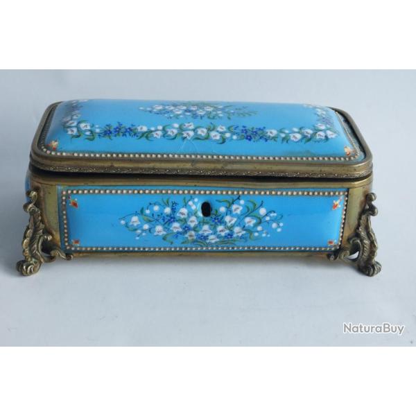 Coffret � bijoux �maux Bressans Muguet XIXe si�cle Napol�on III