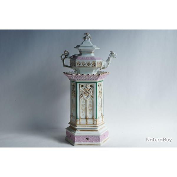 Tisani�re porcelaine Cath�drale XIXe si�cle