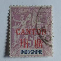 Timbre Canton colonie Fran&ccedil;aise Indochine 1901 surcharg&eacute;s oblit&eacute;r&eacute;