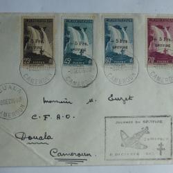 Timbres Cameroun colonie Fran&ccedil;aise 1940 surcharg&eacute;s Spitfire oblit&eacute;r&eacute;