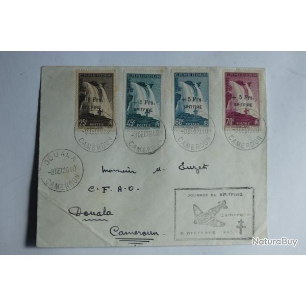 Timbres Cameroun colonie Fran�aise 1940 surcharg�s Spitfire oblit�r�