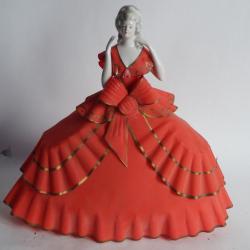 Veilleuse Demi figurine porcelaine Marquise cellulo&iuml;d