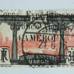 Timbre Cameroun colonie Fran&ccedil;aise gabon surcharg&eacute; 30c 1915 oblit&eacute;r&eacute;