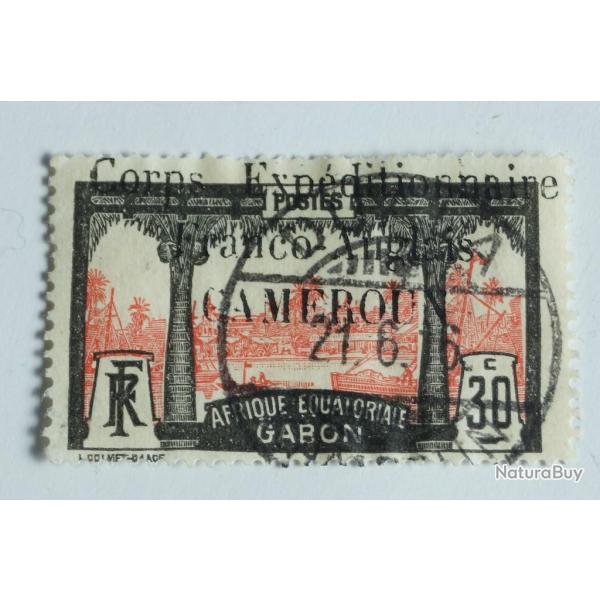 Timbre Cameroun colonie Fran�aise gabon surcharg� 30c 1915 oblit�r�