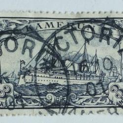 Timbre Cameroun colonie allemande yatcht imp&eacute;rial 3m 1900 oblit&eacute;r&eacute;
