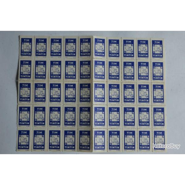 Planche 50 Points Tintin s�rie 5 Herg� BD collection timbre