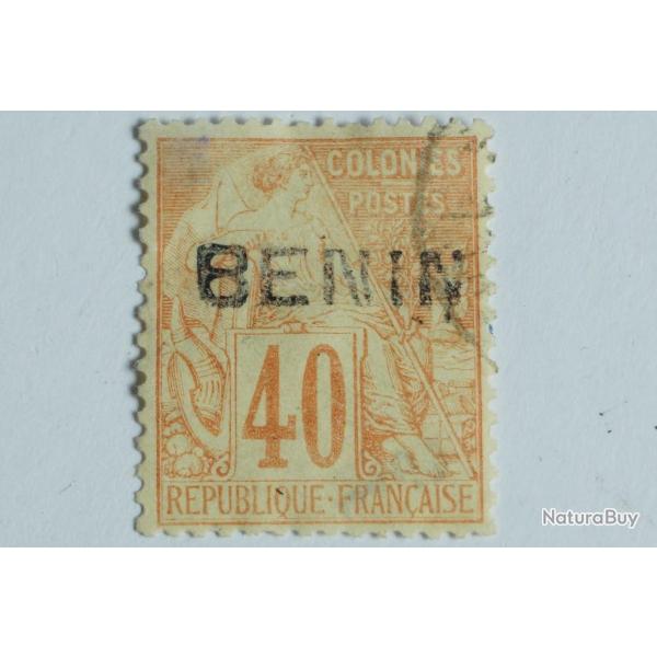 Timbre B�nin 1892 40c s�rie de 1881 surcharg� oblit�r�