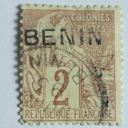 Timbre B&eacute;nin 1892 2c s&eacute;rie de 1881 surcharg&eacute; oblit&eacute;r&eacute;