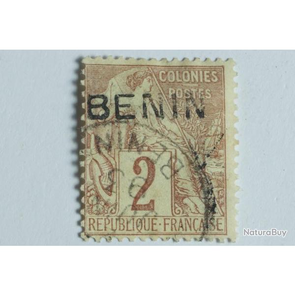Timbre B�nin 1892 2c s�rie de 1881 surcharg� oblit�r�