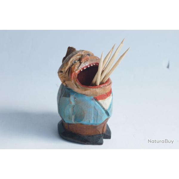 Porte cure dents anthropomorphe bois sculpt� Mayr & Fessler