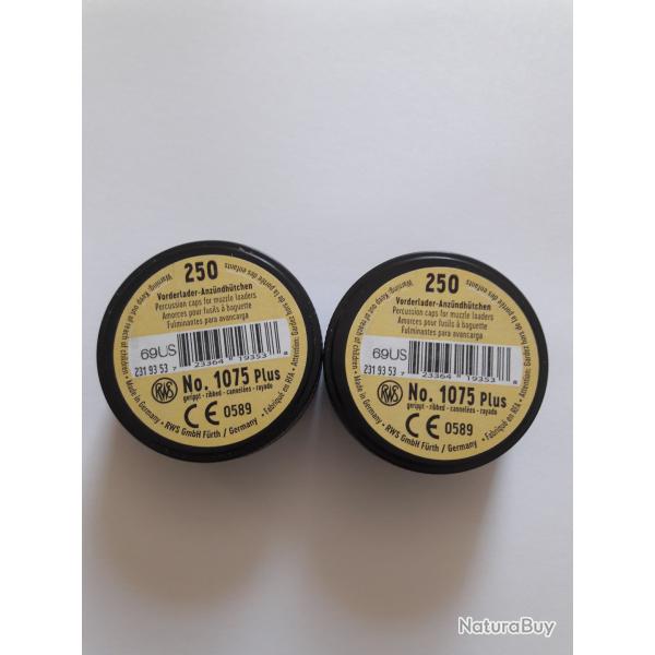 Lot de 2 boites de 250 amorces 1075 RWS Plus