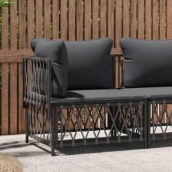 Canap&eacute; d'angle de jardin avec coussins anthracite tissu tiss&eacute;