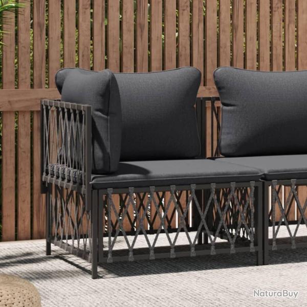 Canap� d'angle de jardin avec coussins anthracite tissu tiss�