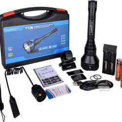 Lampe Torche Tactique TrustFire T70 2300 Lumens - Port&eacute;e 1000 m - Rechargeable - Kit Chasse Complet