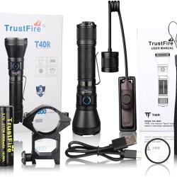 Lampe Torche Tactique TrustFire T40R 1800 Lumens - Rechargeable USB - Port&eacute;e 550 m - &Eacute;tanche IP68
