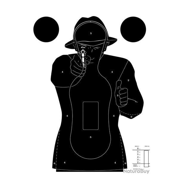 100 CIBLES CARTONS SILHOUETTE POLICE 51 X 71 CM NOIRE SUR FOND BLANC