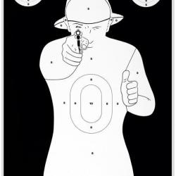 100 CIBLES CARTONS SILHOUETTE POLICE 51 X 71 CM BLANCHE SUR FOND NOIR