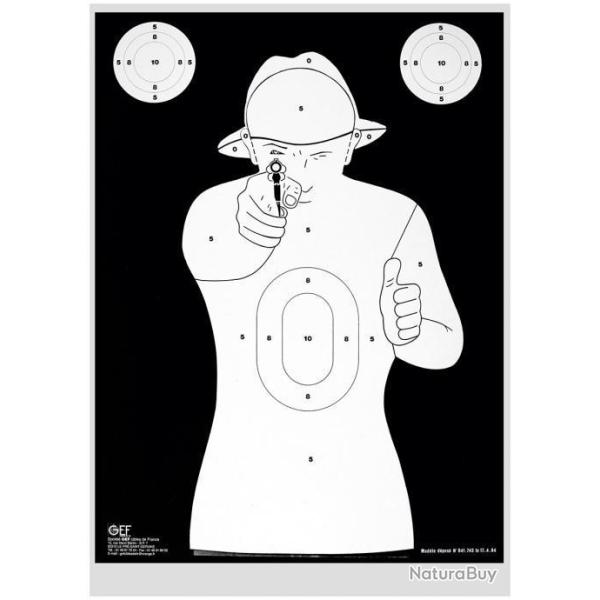 100 CIBLES CARTONS SILHOUETTE POLICE 51 X 71 CM BLANCHE SUR FOND NOIR